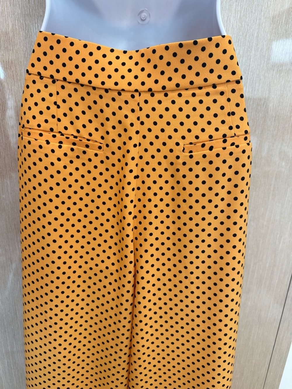 Zara TRF Mustard Yellow Polka Dot Wide Leg High Waist Pants - Picture 4 of 9